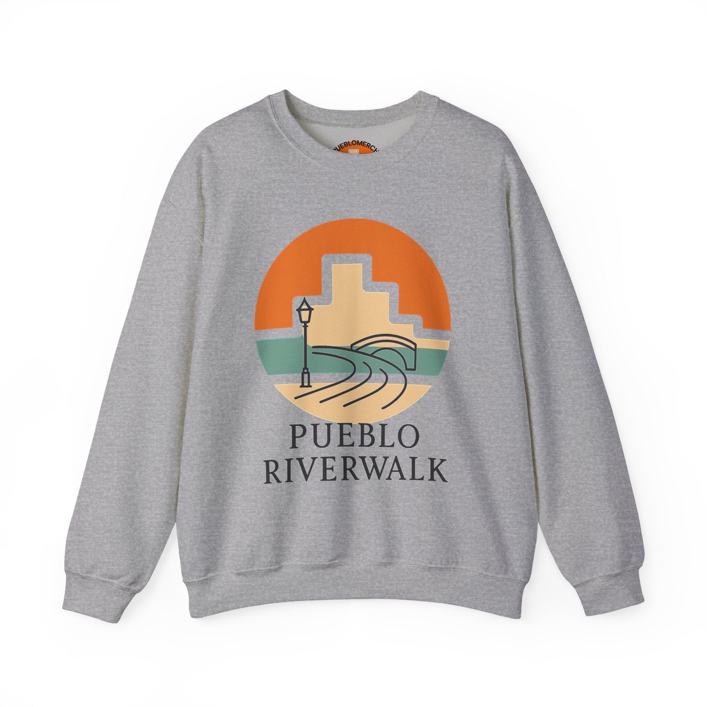 Crewneck Sweatshirt – Pueblo Riverwalk (Sand & Sport Grey)