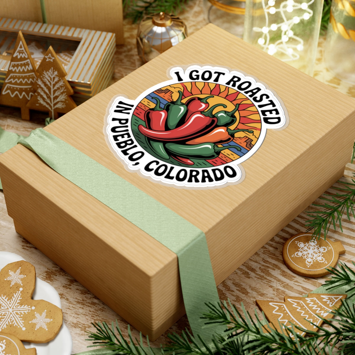 Travel Souvenir Sticker - Roasted in Pueblo, Colorado Kiss-Cut Sticker